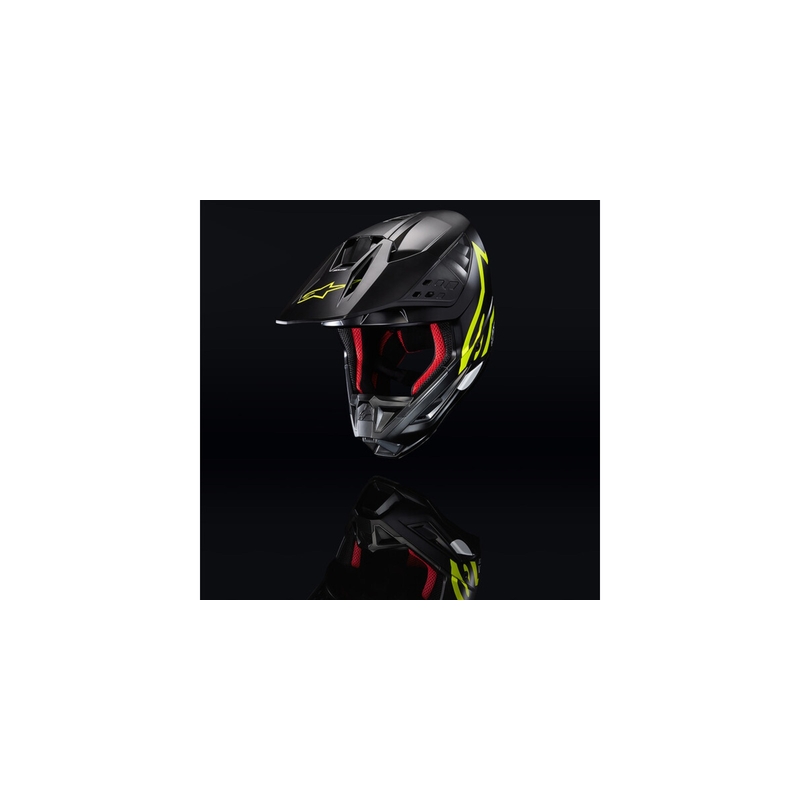 Alpinestars S-M5 Compass casco da motocross nero-giallo fluo
