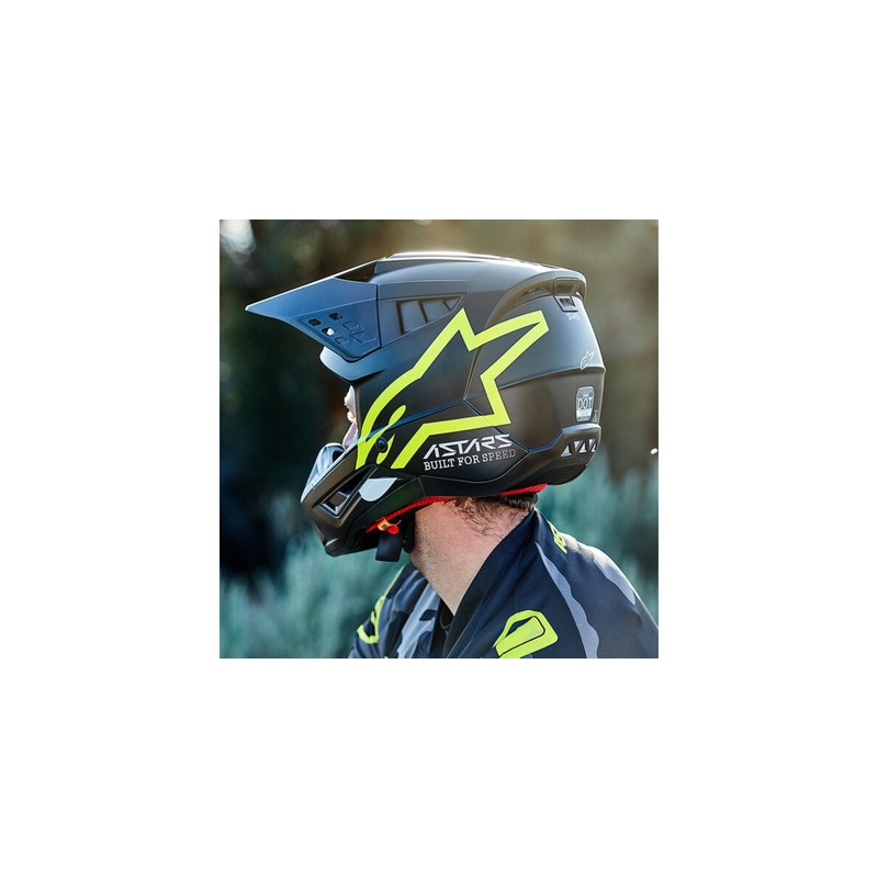 Alpinestars S-M5 Compass casco da motocross nero-giallo fluo