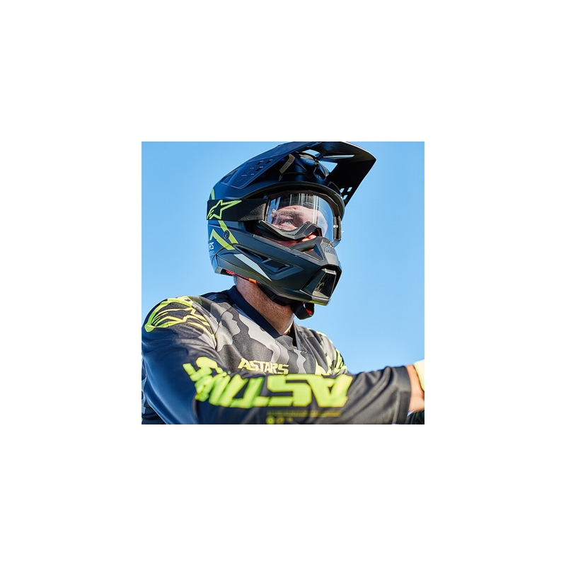 Alpinestars S-M5 Compass casco da motocross nero-giallo fluo