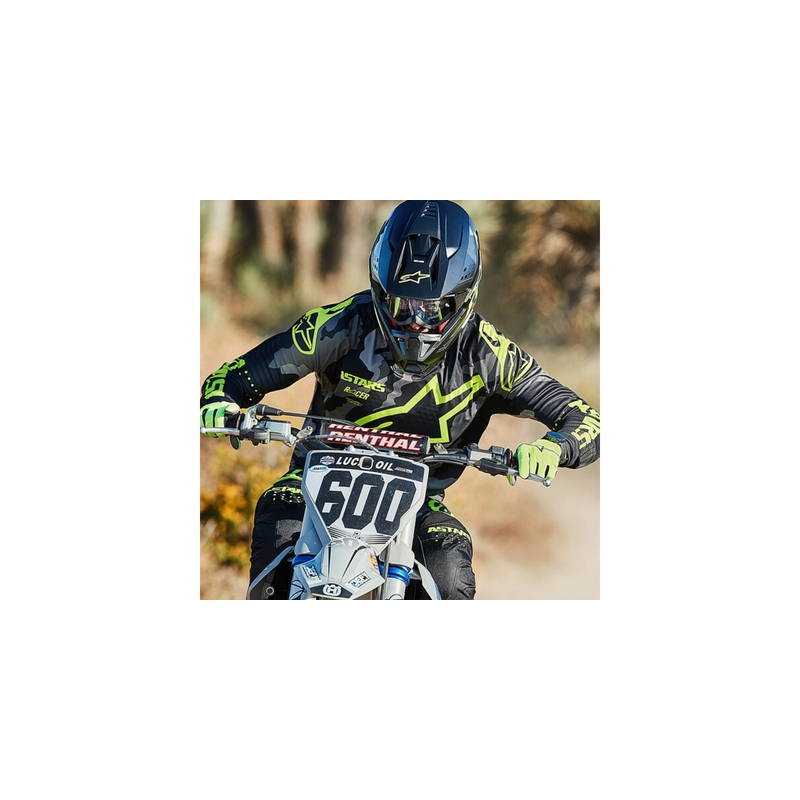 Alpinestars S-M5 Compass casco da motocross nero-giallo fluo