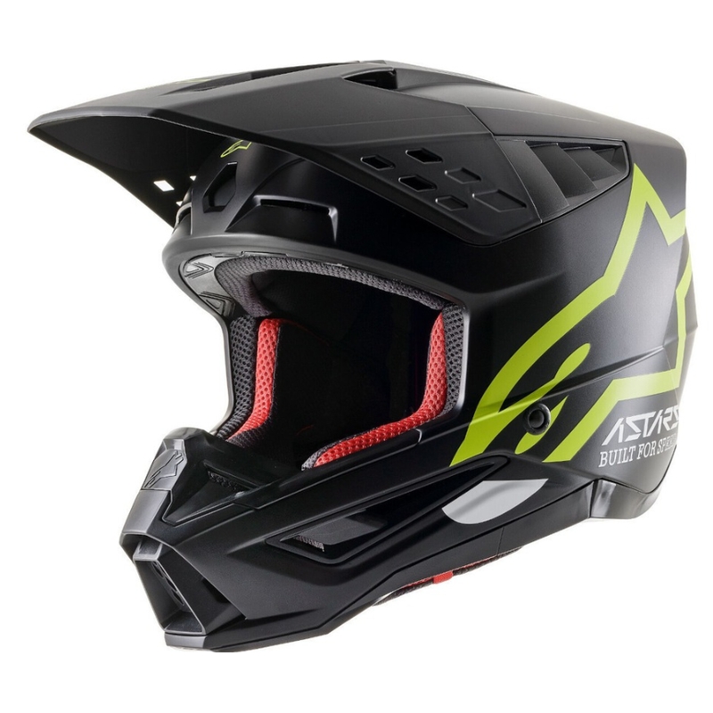 Alpinestars S-M5 Compass casco da motocross nero-giallo fluo