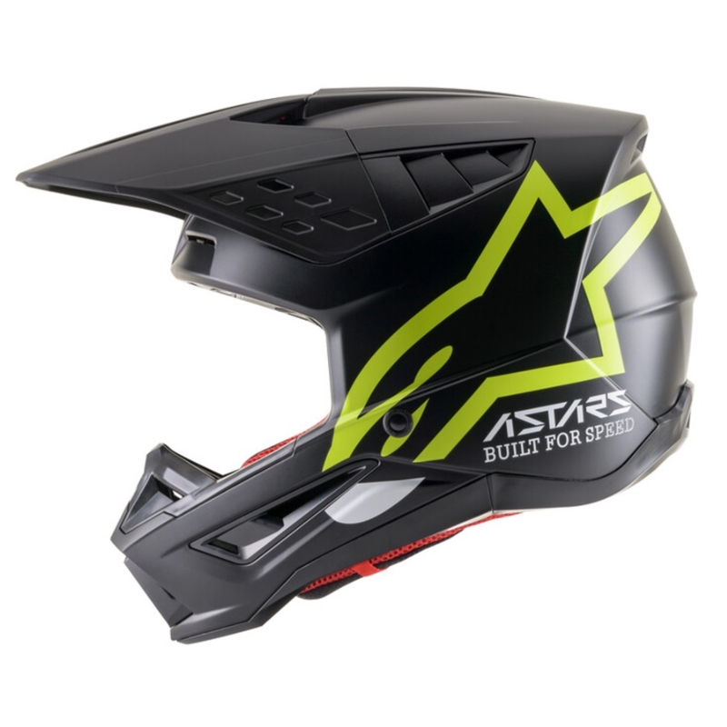 Alpinestars S-M5 Compass casco da motocross nero-giallo fluo