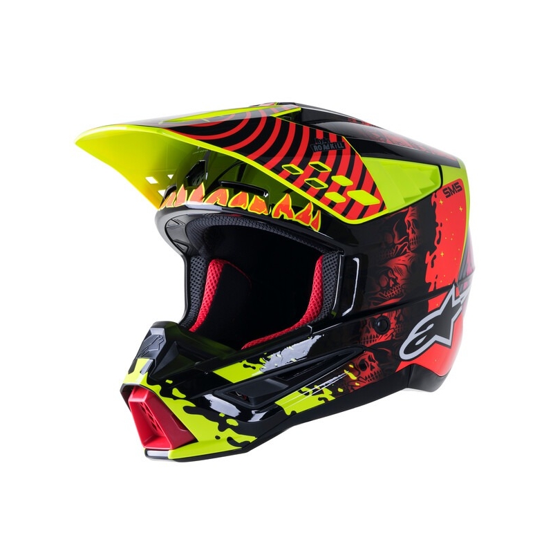 Casco da motocross Alpinestars S-M5 Solar Flare giallo fluo-rosso-nero