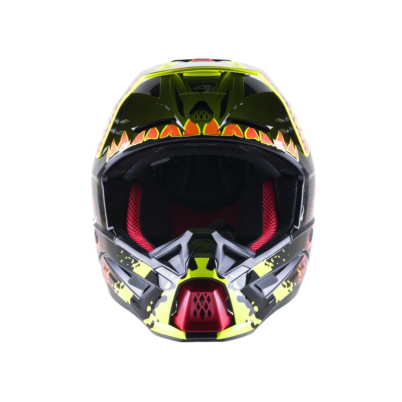 Casco da motocross Alpinestars S-M5 Solar Flare giallo fluo-rosso-nero