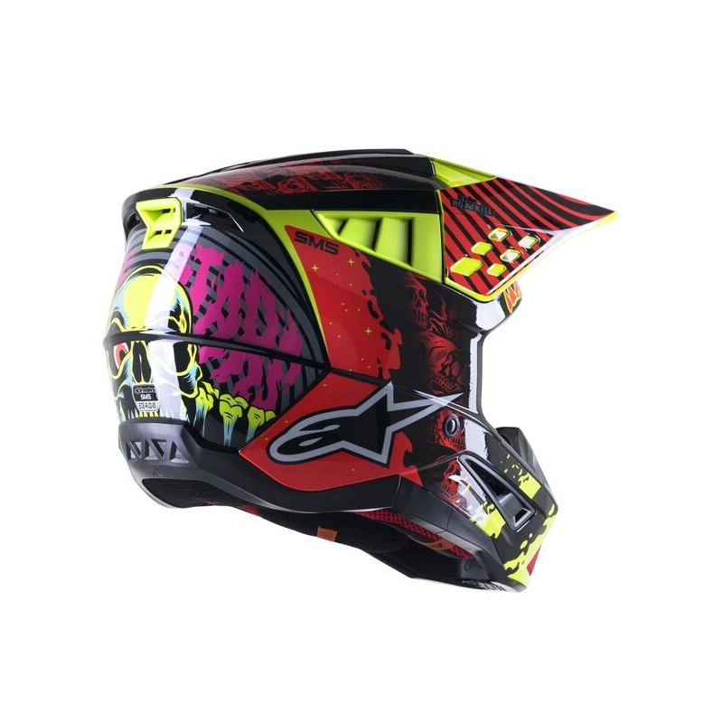 Casco da motocross Alpinestars S-M5 Solar Flare giallo fluo-rosso-nero