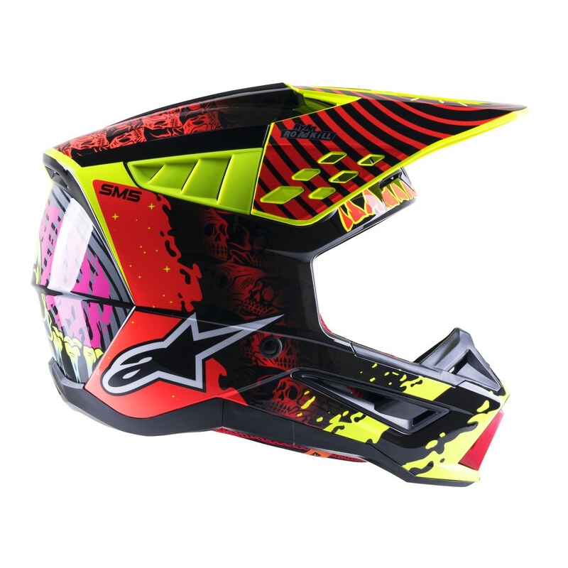 Casco da motocross Alpinestars S-M5 Solar Flare giallo fluo-rosso-nero