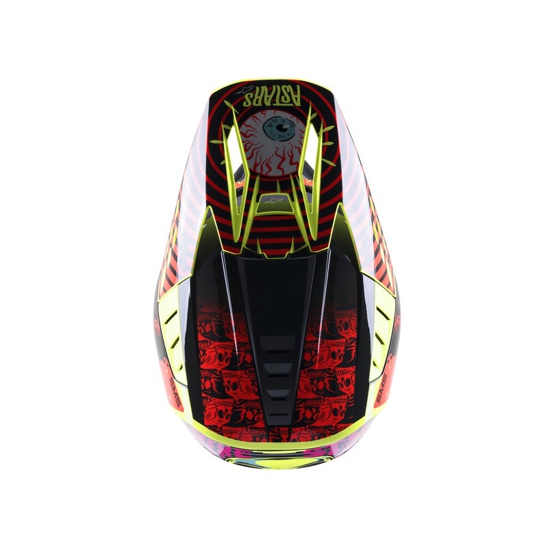 Casco da motocross Alpinestars S-M5 Solar Flare giallo fluo-rosso-nero