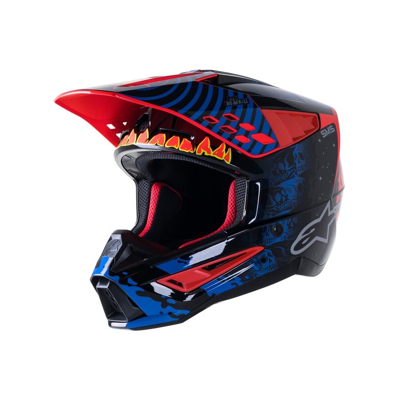 Alpinestars S-M5 Solar Flare Casco da motocross nero-blu-rosso-fluo-giallo fluo Saldi