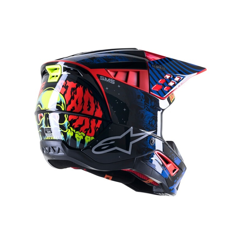 Alpinestars S-M5 Solar Flare Casco da motocross nero-blu-rosso-fluo-giallo fluo Saldi