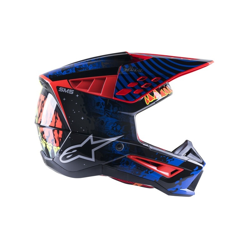 Alpinestars S-M5 Solar Flare Casco da motocross nero-blu-rosso-fluo-giallo fluo Saldi