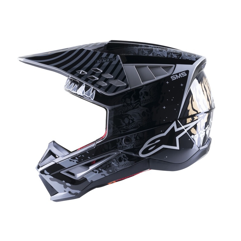 Alpinestars S-M5 Solar Flare Casco da motocross nero e grigio Saldi