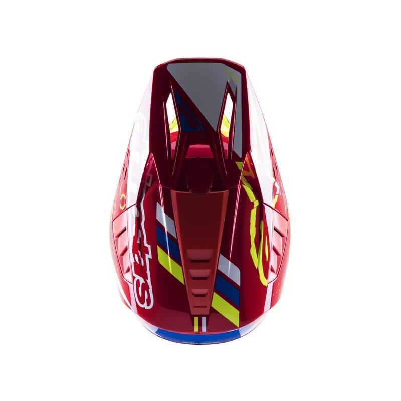 Casco da motocross Alpinestars S-M5 Action rosso-giallo fluo-bianco-blu
