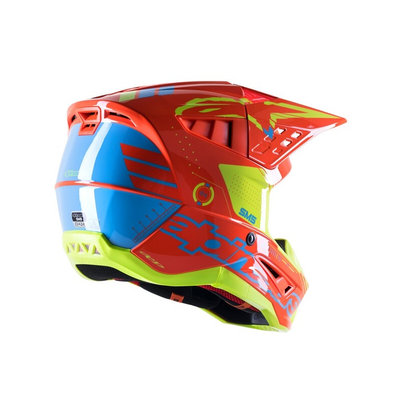 Alpinestars S-M5 Action Motocross Casco arancio-giallo fluo-azzurro