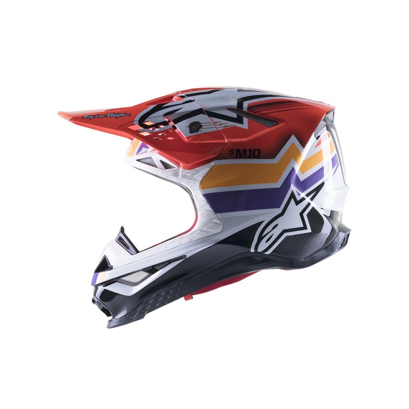 Casco da motocross Alpinestars Supertech S-M10 Edition Troy Lee Designs arancio-giallo-viola-bianco-nero