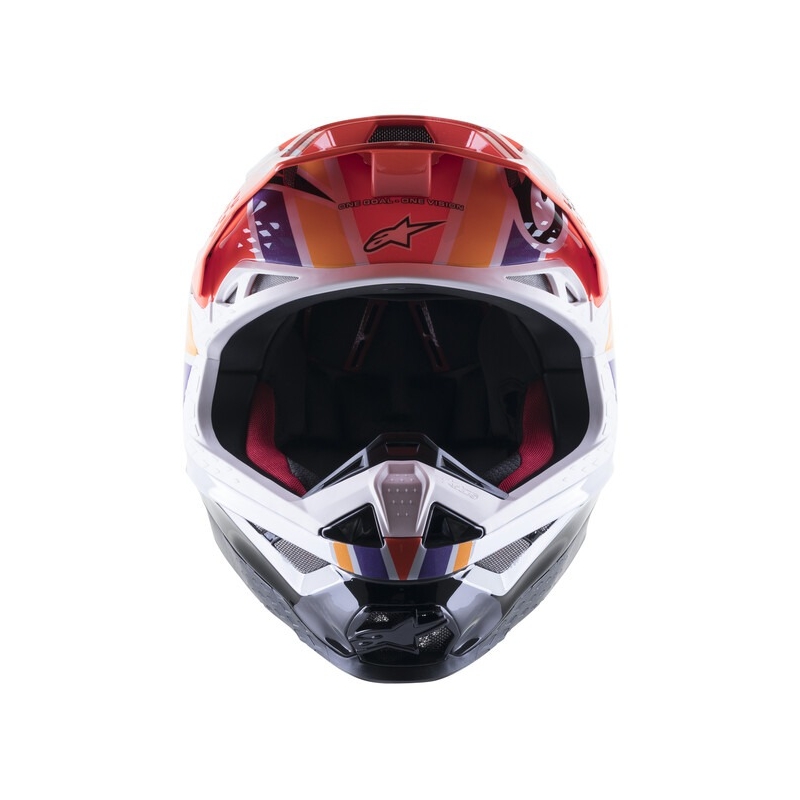 Casco da motocross Alpinestars Supertech S-M10 Edition Troy Lee Designs arancio-giallo-viola-bianco-nero