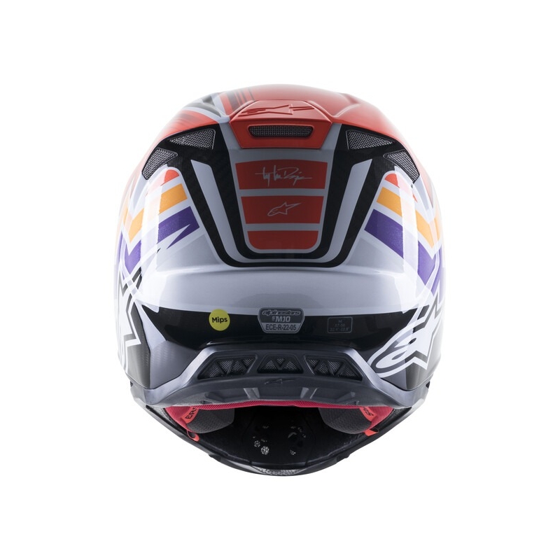 Casco da motocross Alpinestars Supertech S-M10 Edition Troy Lee Designs arancio-giallo-viola-bianco-nero