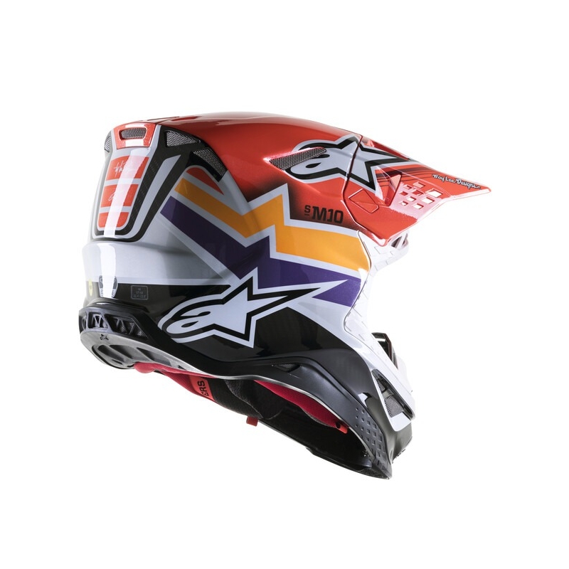 Casco da motocross Alpinestars Supertech S-M10 Edition Troy Lee Designs arancio-giallo-viola-bianco-nero