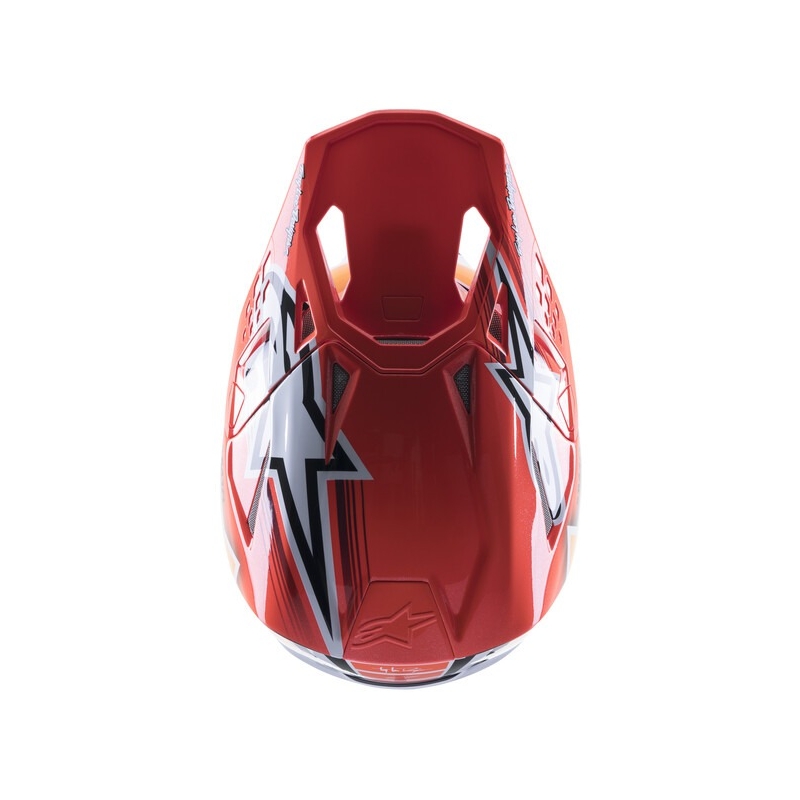 Casco da motocross Alpinestars Supertech S-M10 Edition Troy Lee Designs arancio-giallo-viola-bianco-nero