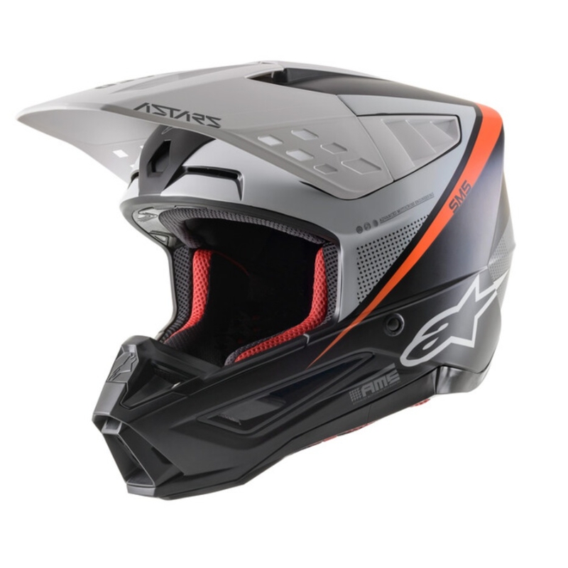 Alpinestars S-M5 Rayon casco da motocross nero-bianco-arancio fluo opaco