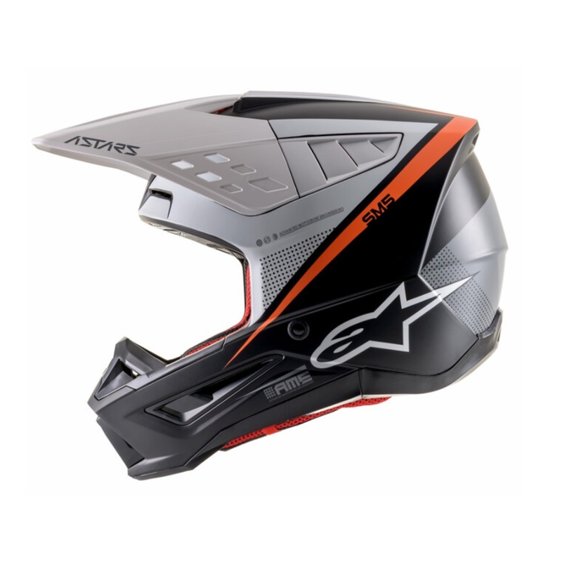 Alpinestars S-M5 Rayon casco da motocross nero-bianco-arancio fluo opaco