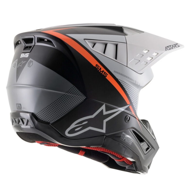 Alpinestars S-M5 Rayon casco da motocross nero-bianco-arancio fluo opaco