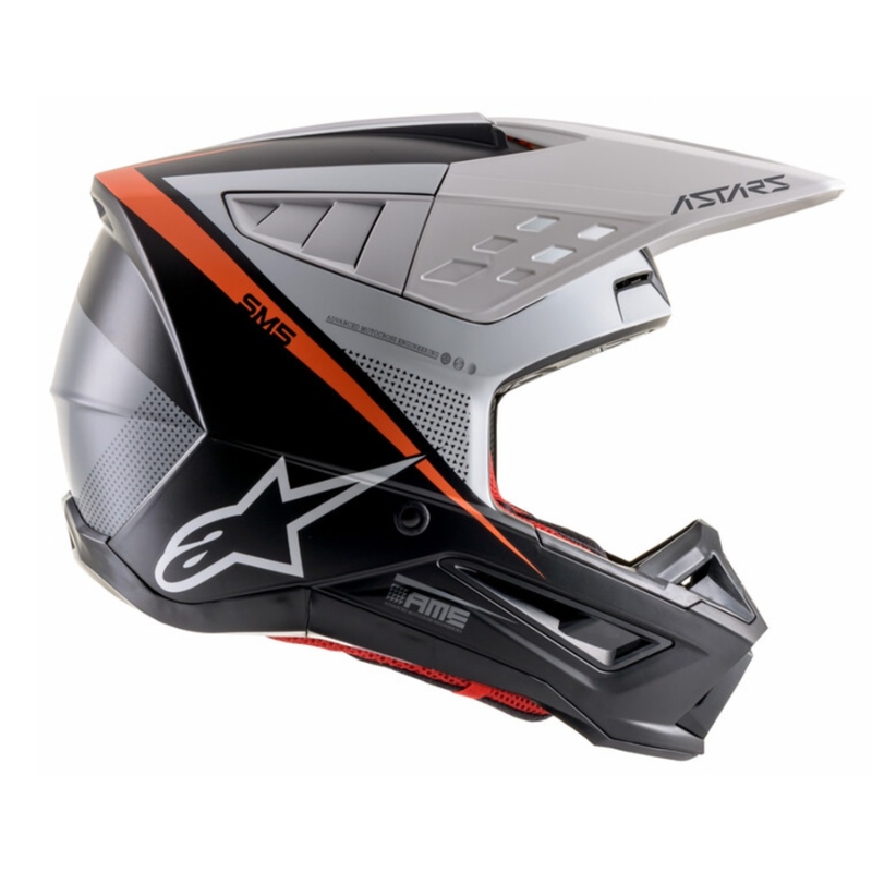 Alpinestars S-M5 Rayon casco da motocross nero-bianco-arancio fluo opaco