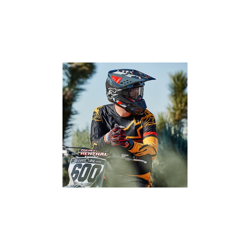Alpinestars S-M5 Rover casco da motocross antracite-rosso fluo-grigio maschera