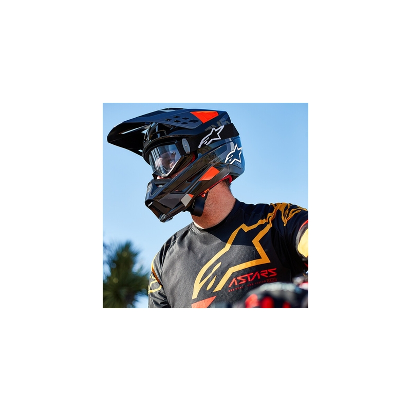 Alpinestars S-M5 Rover casco da motocross antracite-rosso fluo-grigio maschera