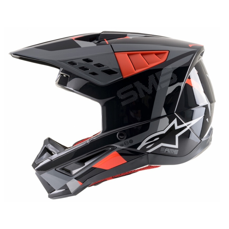 Alpinestars S-M5 Rover casco da motocross antracite-rosso fluo-grigio maschera