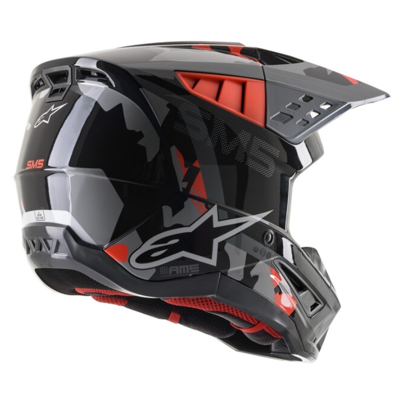Alpinestars S-M5 Rover casco da motocross antracite-rosso fluo-grigio maschera