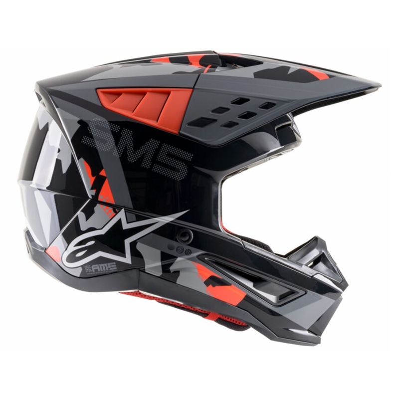 Alpinestars S-M5 Rover casco da motocross antracite-rosso fluo-grigio maschera