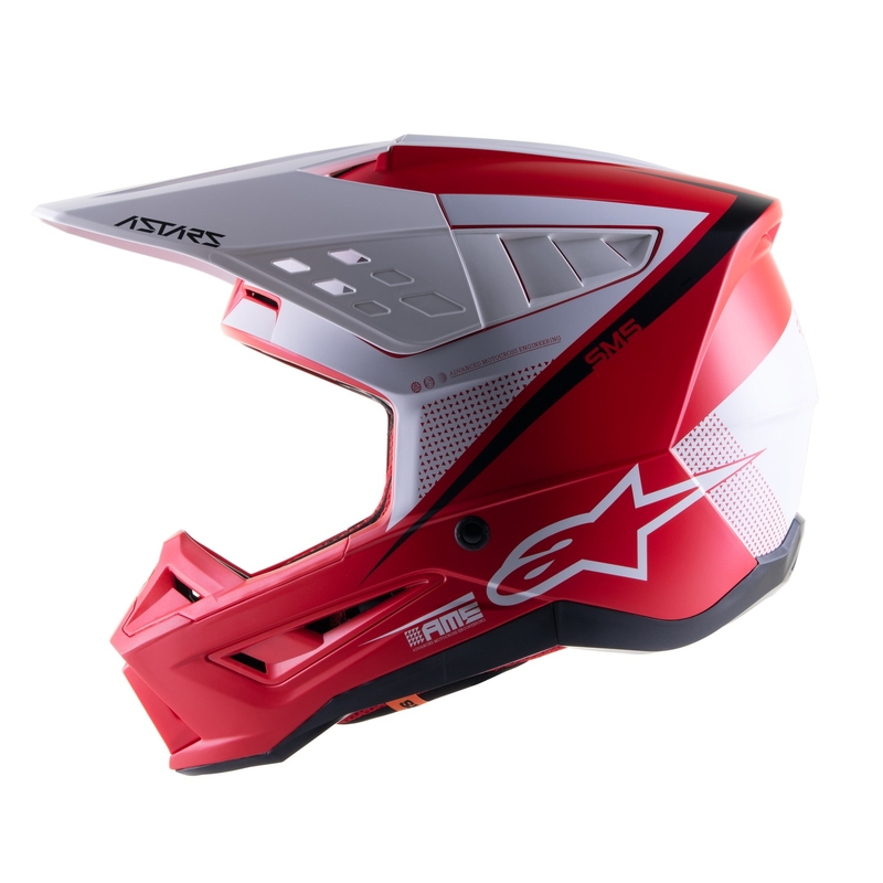 Alpinestars S-M5 Rayon casco da motocross rosso-bianco-nero opaco