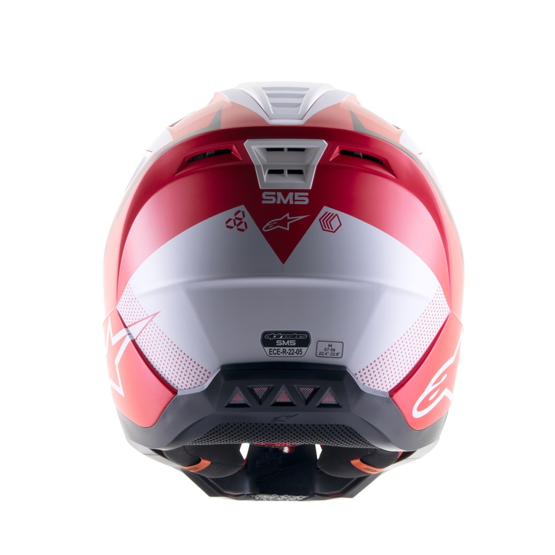 Alpinestars S-M5 Rayon casco da motocross rosso-bianco-nero opaco