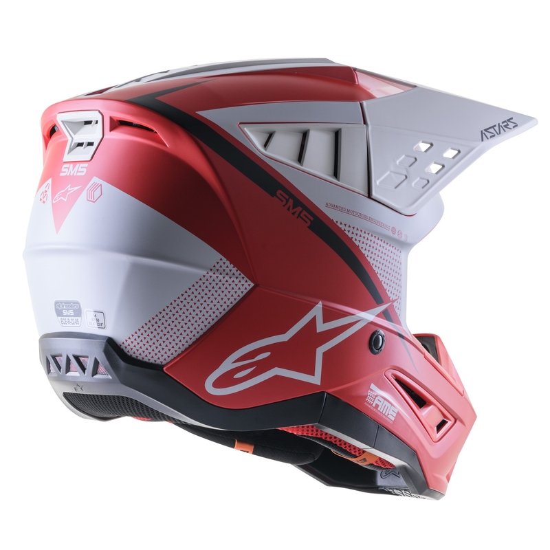 Alpinestars S-M5 Rayon casco da motocross rosso-bianco-nero opaco