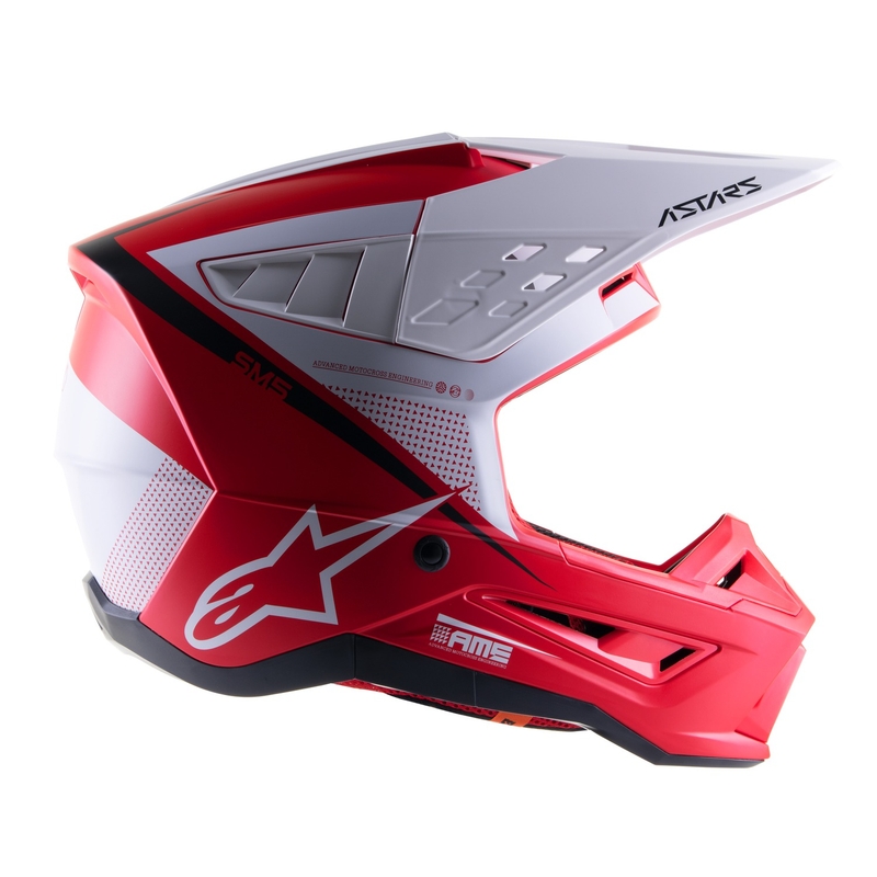 Alpinestars S-M5 Rayon casco da motocross rosso-bianco-nero opaco
