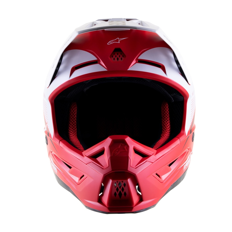 Alpinestars S-M5 Rayon casco da motocross rosso-bianco-nero opaco