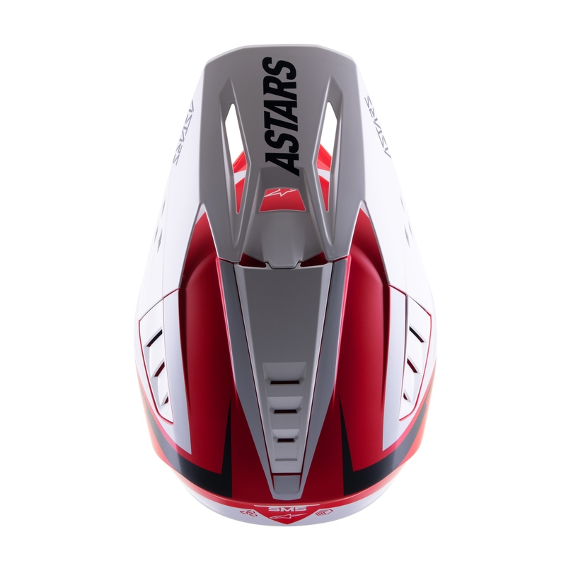 Alpinestars S-M5 Rayon casco da motocross rosso-bianco-nero opaco