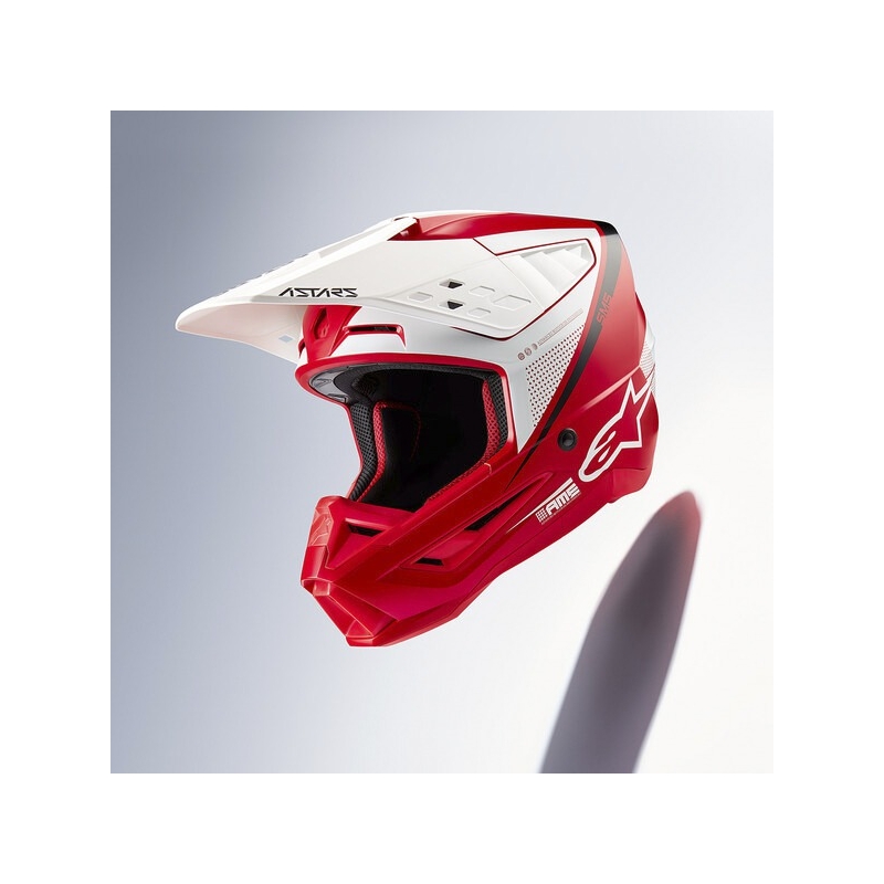 Alpinestars S-M5 Rayon casco da motocross rosso-bianco-nero opaco