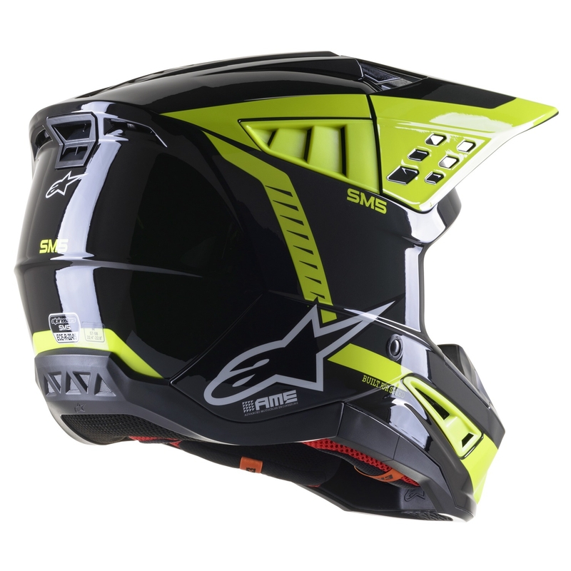Alpinestars S-M5 Beam casco motocross nero-antracite-giallo fluo lucido