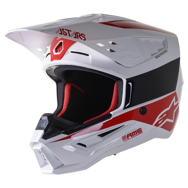 Alpinestars S-M5 Bond casco da motocross bianco e rosso lucido