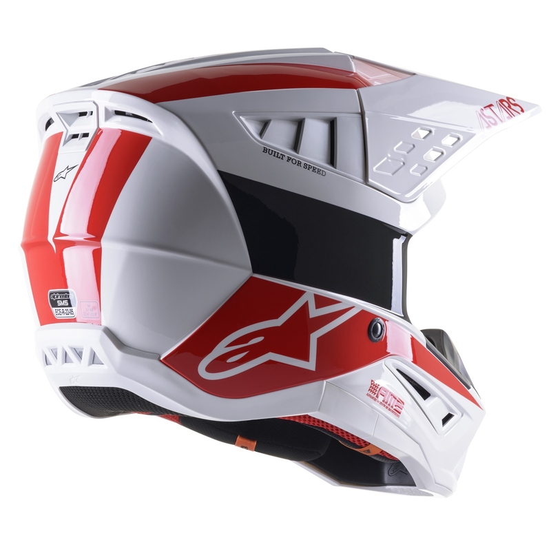 Alpinestars S-M5 Bond casco da motocross bianco e rosso lucido