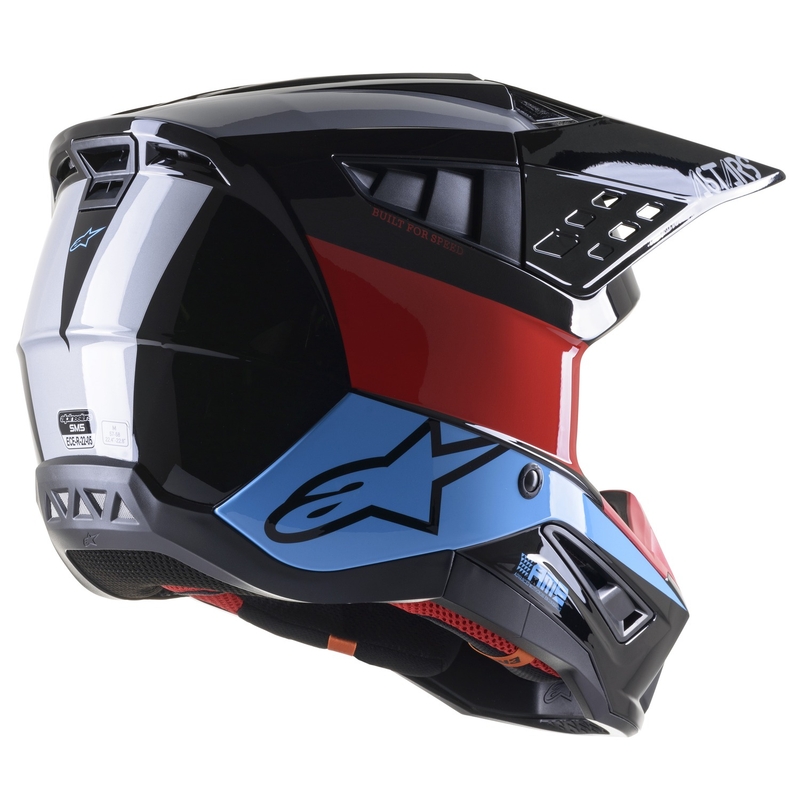 Alpinestars S-M5 Bond Casco da motocross Nero-Rosso-Azzurro Lucido