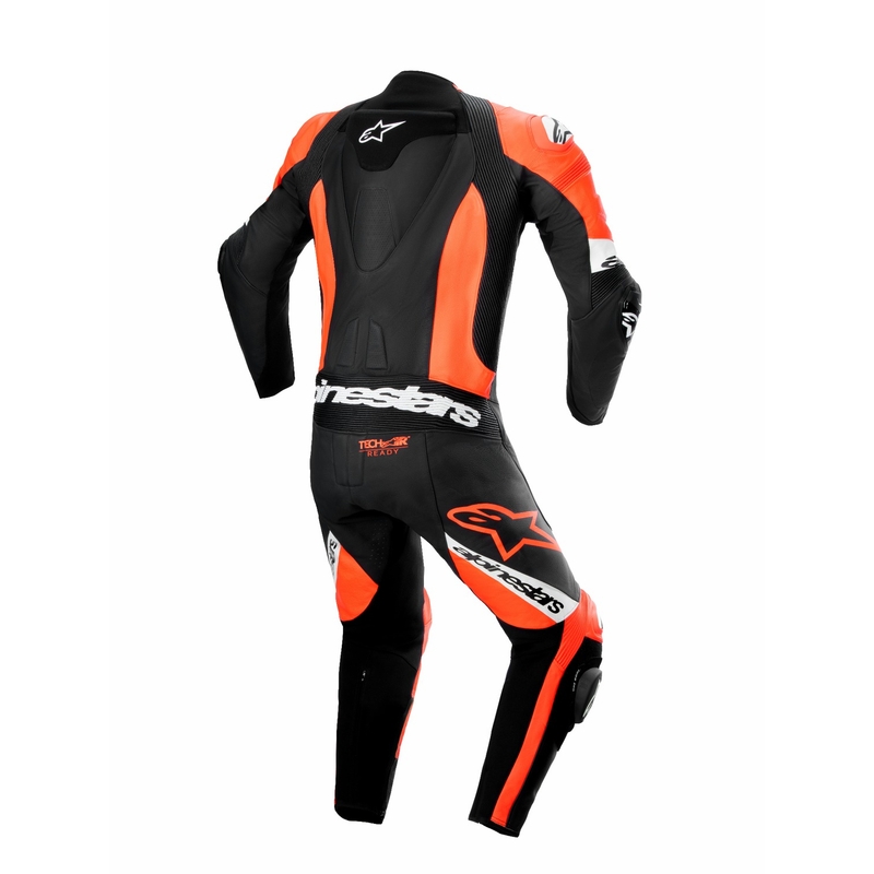 Alpinestars Missile 2 Ward Tuta da moto in pelle nera-rosso-fluo-bianca