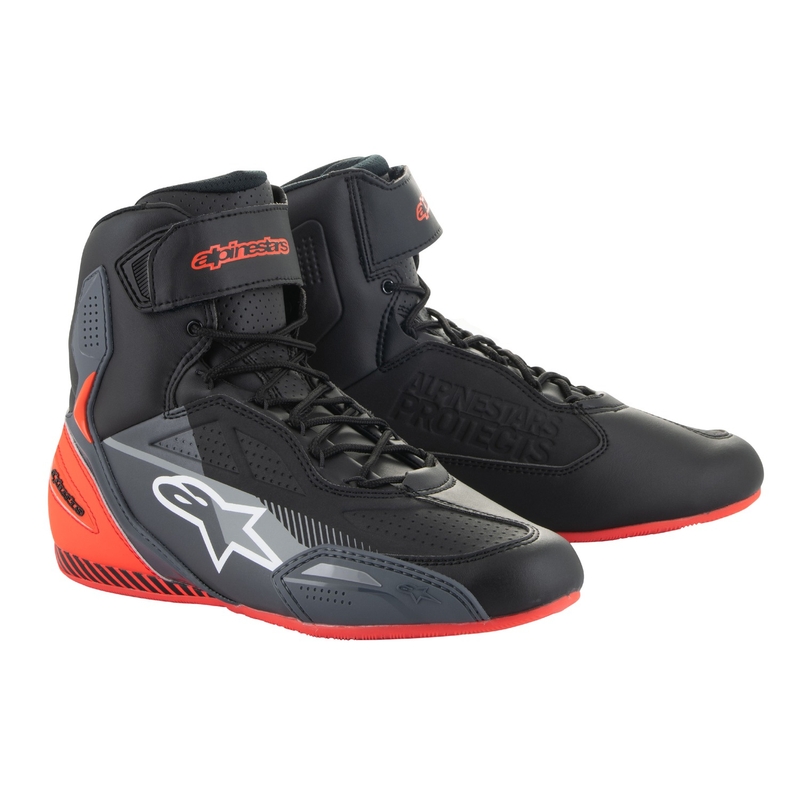 Stivali da moto Alpinestars Faster-3 nero-grigio-rosso fluo