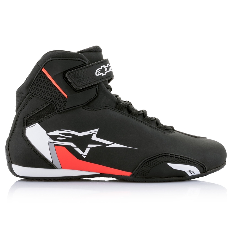 Alpinestars Sector Stivali da moto nero-bianco-rosso fluo