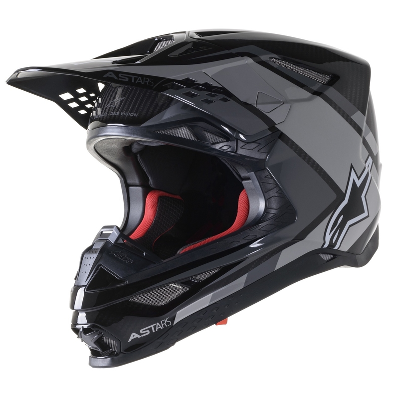 Alpinestars S-M10 Carbon Meta2 casco da motocross nero-grigio lucido