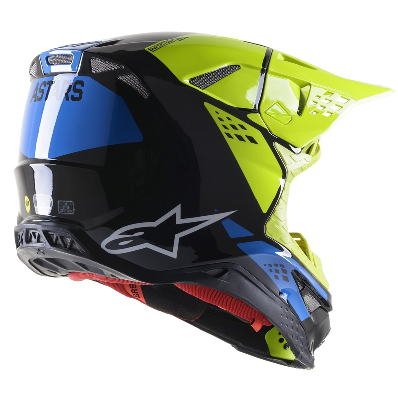 Alpinestars Supertech S-M8 Factory Casco da motocross nero-giallo fluo-blu lucido