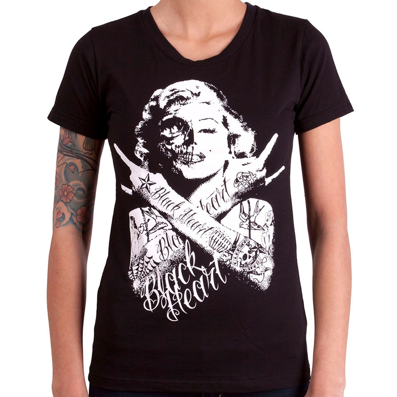 Dámské triko Black Heart Skull Bitch