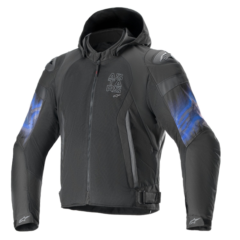 Alpinestars Zaca Air Venom Giacca moto impermeabile nero/blu fluo