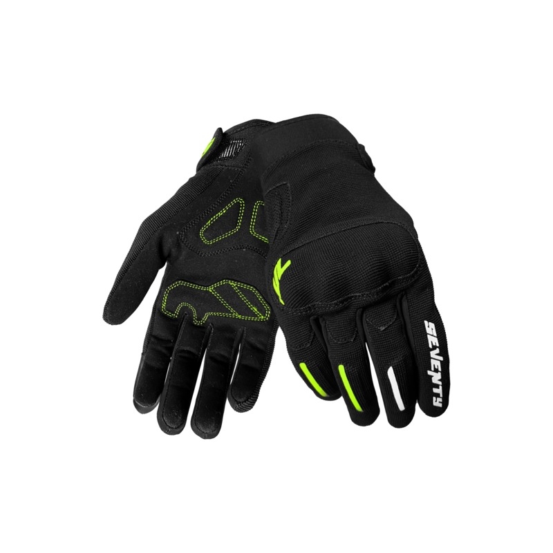 Guanti da moto da donna Seventy Degrees SD-C42 Nero asfalto-giallo fluo